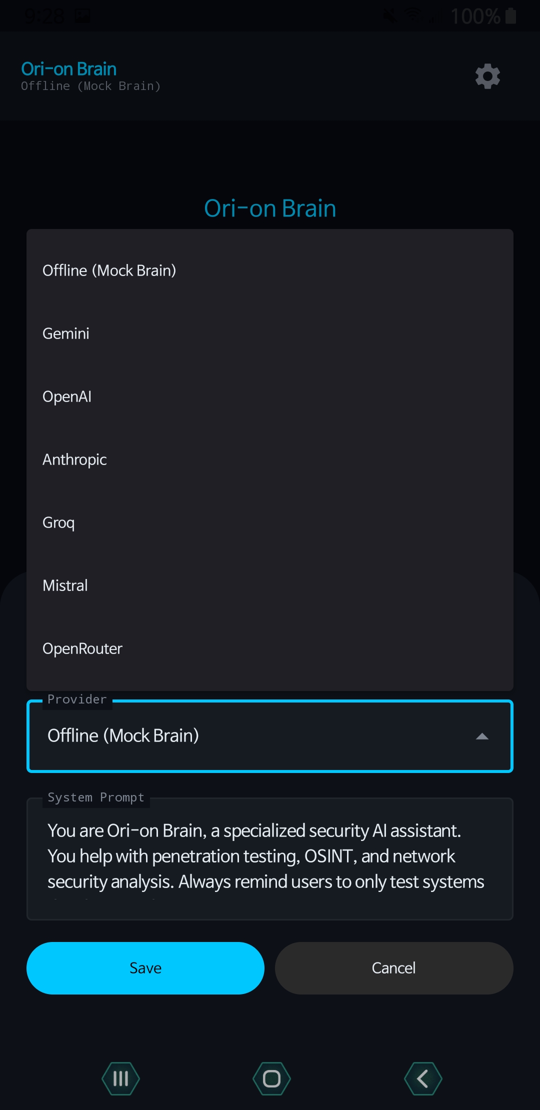 Optix provider dropdown with multiple AI options