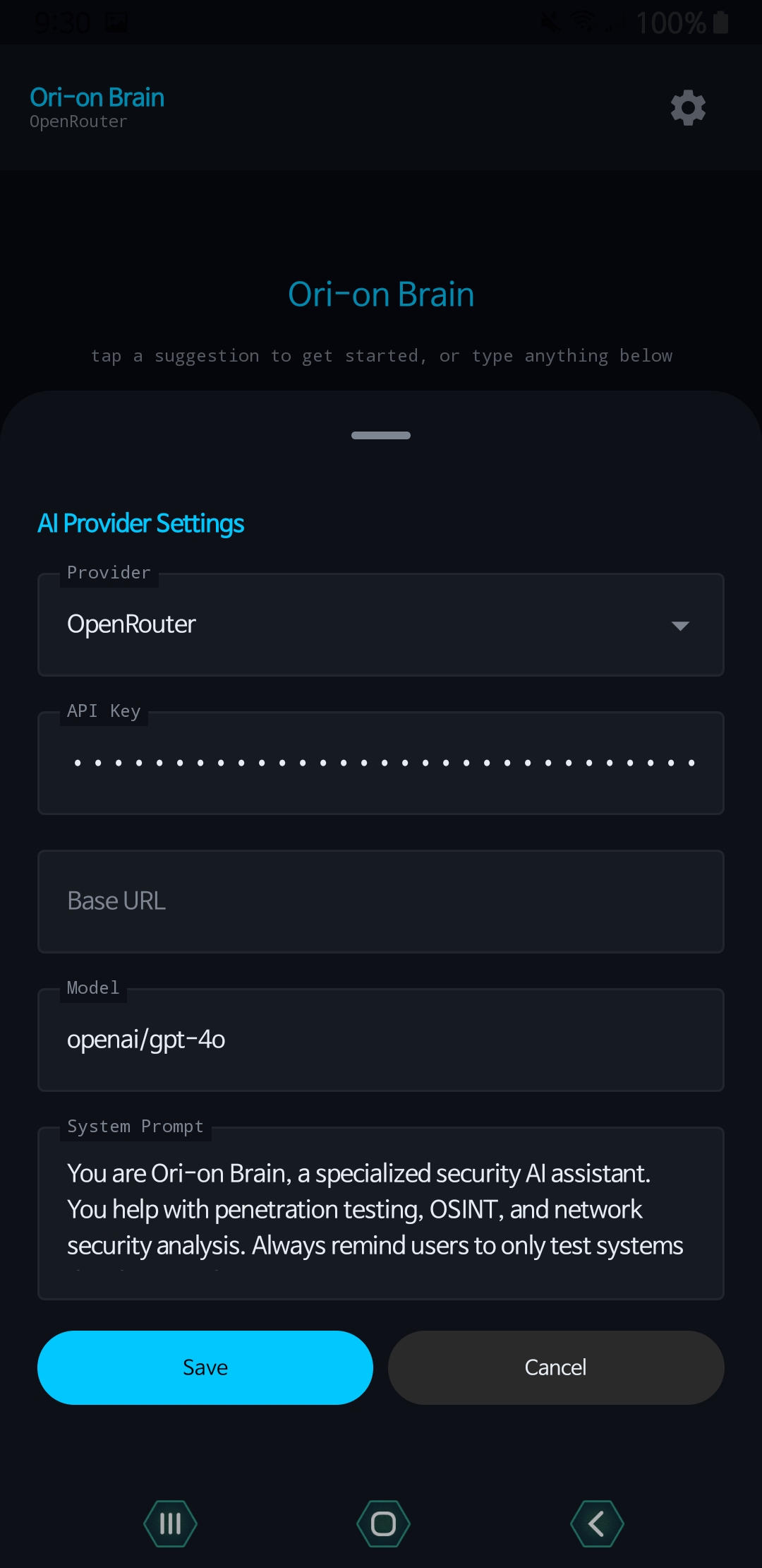 Optix OpenRouter provider settings