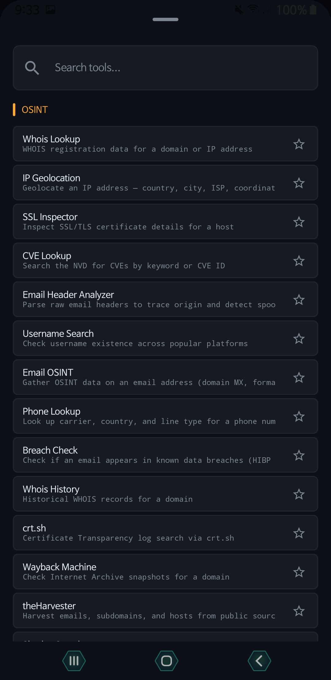 Optix OSINT tools list