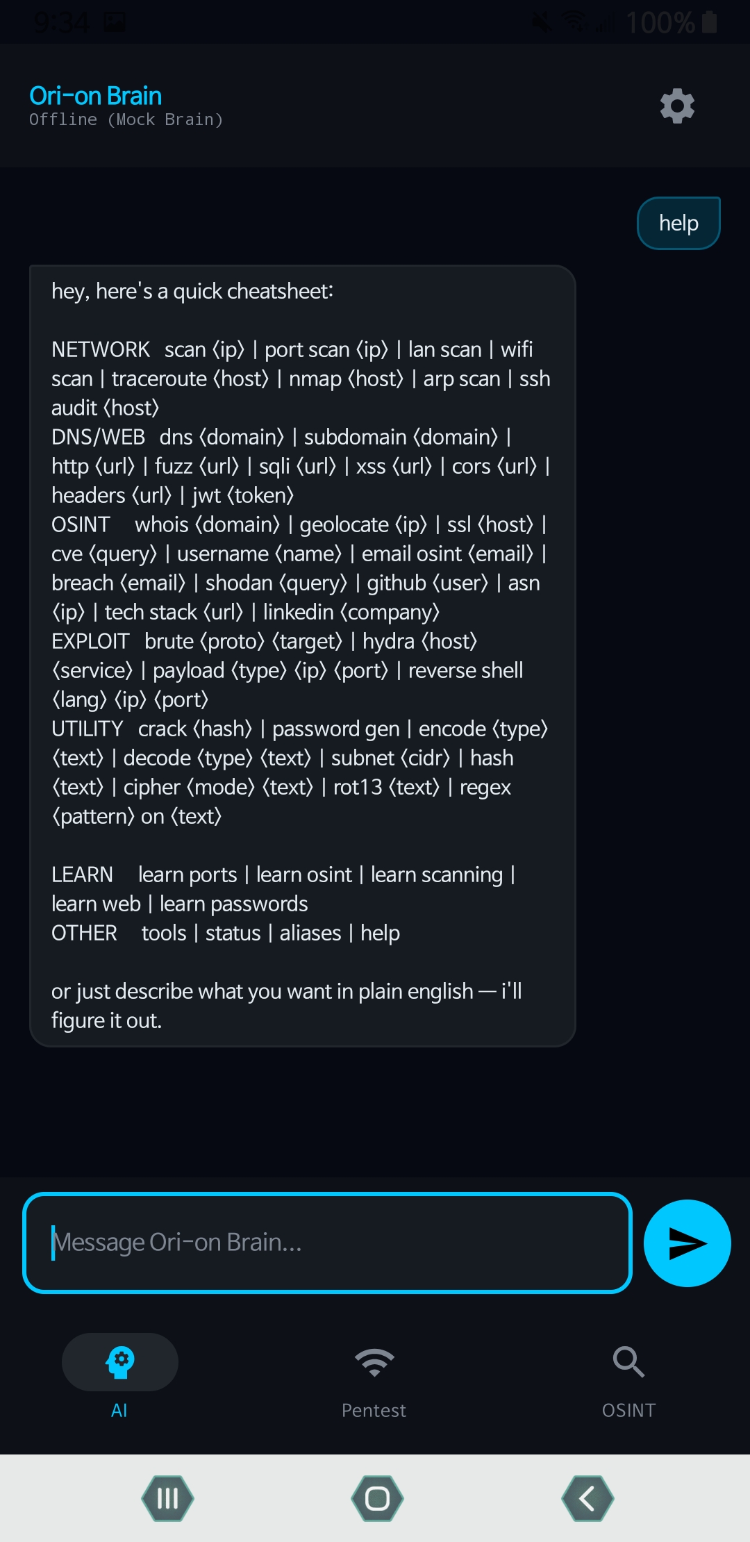 Optix AI cheat sheet conversation screen